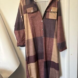 Plaid Button-Up Shirt Dress